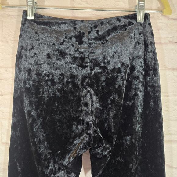 M Lysse Black Crushed Velvet Leggings Pants Size XS Stretch Layering Lined Waist - Picture 5 of 8